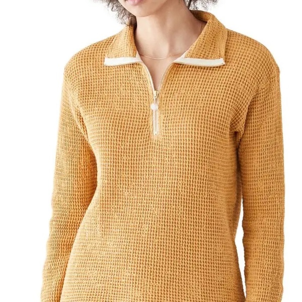 Donni Waffle Pullover in Honey size XS